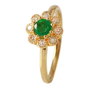 Ladies 0.18CTW Emerald And Diamond 14K Yellow Gold Ring - Fashion Strada