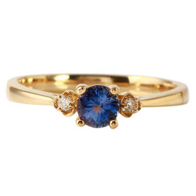 Ladies 0.5CTW Sapphire And Diamond 14K Yellow Gold Ring - Fashion Strada