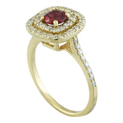 1.40 Carat Ruby 14K Yellow Gold Diamond Ring - Fashion Strada