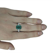 3.72 Carat Emerald 14K White Gold Diamond Ring - Fashion Strada