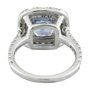 4.92 Carat Ceylon Sapphire 14K White Gold Diamond Ring - Fashion Strada