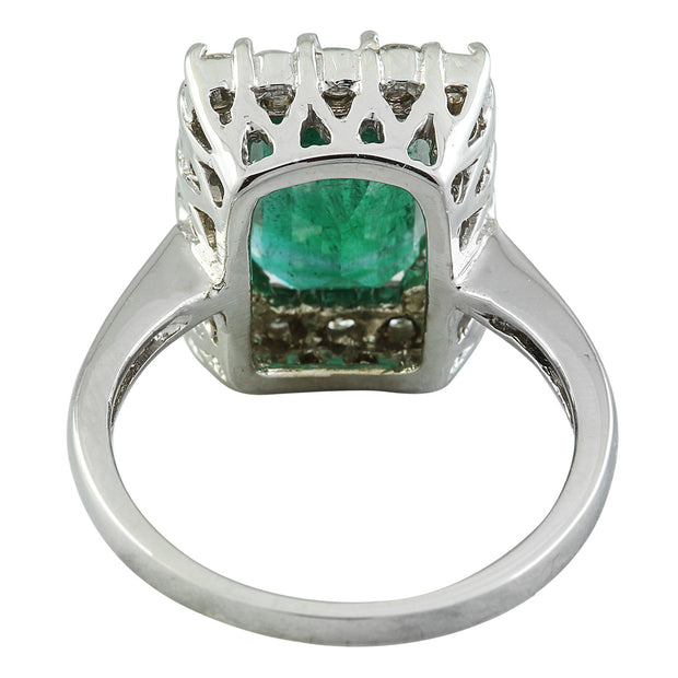 4.22 Carat Emerald 14K White Gold Diamond Ring - Fashion Strada
