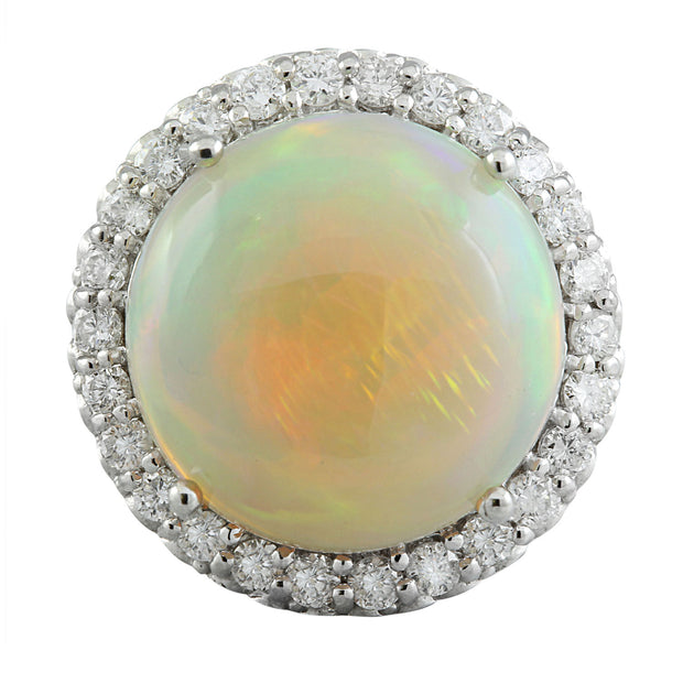 15.40 Carat Opal 14K White Gold Diamond Ring - Fashion Strada