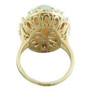 7.00 Carat Opal 14K Yellow Gold Diamond Ring - Fashion Strada