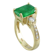 4.50 Carat Emerald 14K Yellow Gold Diamond Ring - Fashion Strada