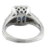 3.10 Carat Sapphire 14K White Gold Diamond Ring - Fashion Strada
