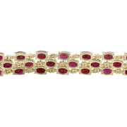 37.96 Carat Ruby 14K Yellow Gold Diamond Bracelet - Fashion Strada