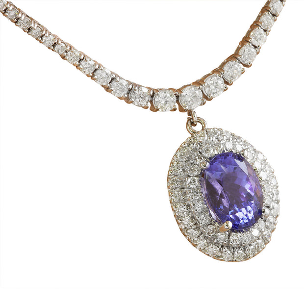 12.11 Carat Tanzanite 18K Gold Diamond Necklace - Fashion Strada