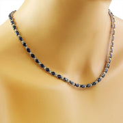 34.39 Carat Sapphire 14K White Gold Diamond Necklace - Fashion Strada