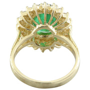 4.45 Carat Emerald 14K Yellow Gold Diamond Ring - Fashion Strada
