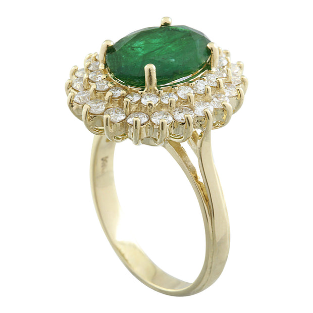 4.45 Carat Emerald 14K Yellow Gold Diamond Ring - Fashion Strada
