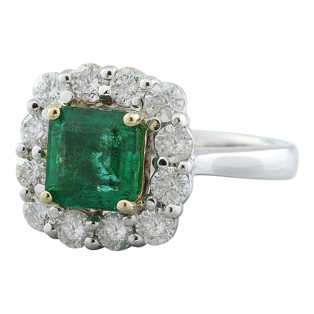 3.15 Carat Emerald 14K White Gold Diamond Ring - Fashion Strada