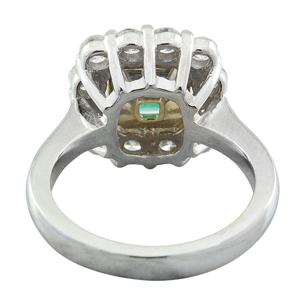 3.15 Carat Emerald 14K White Gold Diamond Ring - Fashion Strada