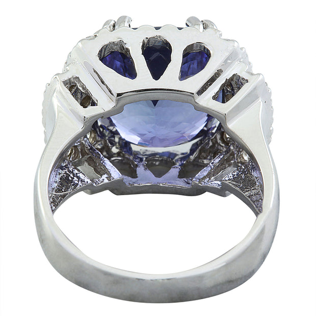 9.97 Carat Tanzanite 14K White Gold Diamond Ring - Fashion Strada
