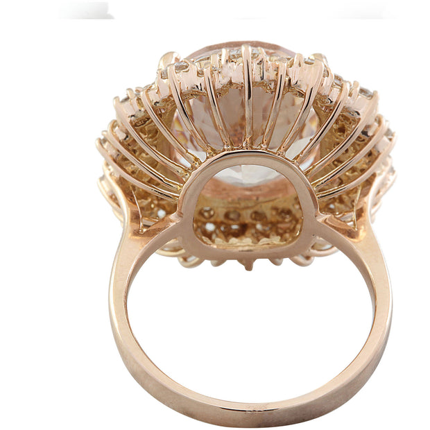 11.22 Carat Morganite 14K Rose Gold Diamond Ring - Fashion Strada