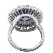 9.00 Carat Tanzanite 14K White Gold Diamond Ring - Fashion Strada