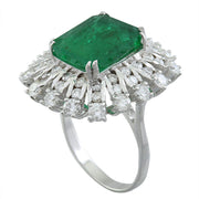 7.60 Carat Emerald 14K White Gold Diamond Ring - Fashion Strada