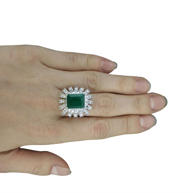 7.60 Carat Emerald 14K White Gold Diamond Ring - Fashion Strada
