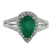 2.65 Carat Emerald 14K White Gold Diamond Ring - Fashion Strada