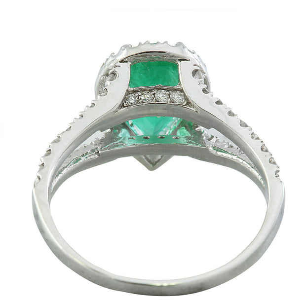2.65 Carat Emerald 14K White Gold Diamond Ring - Fashion Strada
