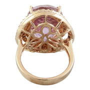 19.30 Carat Kunzite 14K Rose Gold Diamond Ring - Fashion Strada