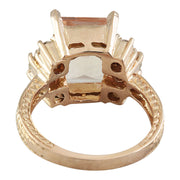 5.30 Carat Morganite 14K Rose Gold Diamond Ring - Fashion Strada