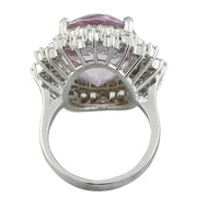 18.58 Carat Kunzite 14K White Gold Diamond Ring - Fashion Strada