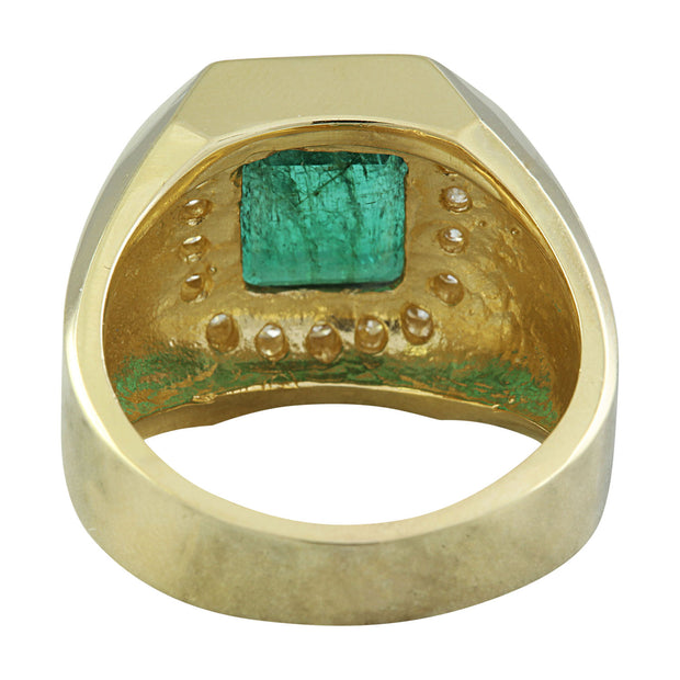 4.26 Carat Emerald 14K Yellow Gold Diamond Ring - Fashion Strada