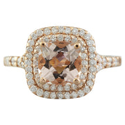 2.25 Carat Morganite 14K Rose Gold Diamond Ring - Fashion Strada