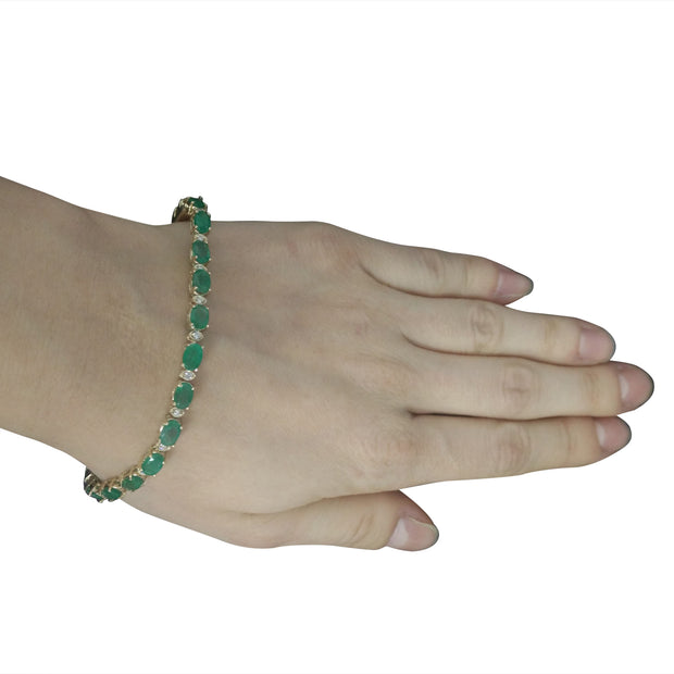 11.20 Carat Emerald 14K Yellow Gold Diamond Bracelet - Fashion Strada