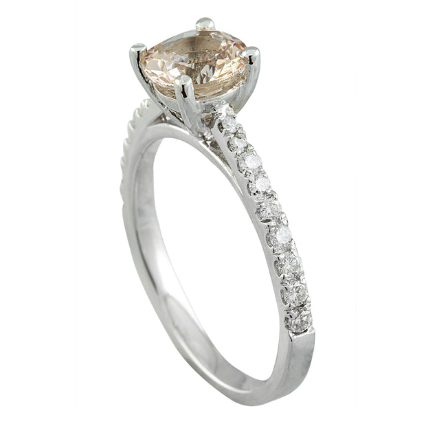 1.30 Carat Morganite 14K White Gold Diamond Ring - Fashion Strada