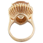 14.42 Carat Morganite 14K Rose Gold Diamond Ring - Fashion Strada