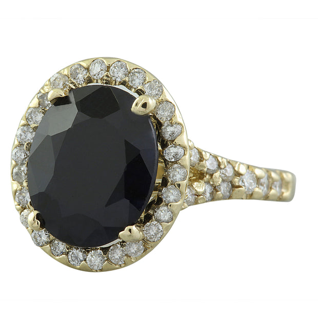 5.12 Carat Sapphire 14K Yellow Gold Diamond Ring - Fashion Strada