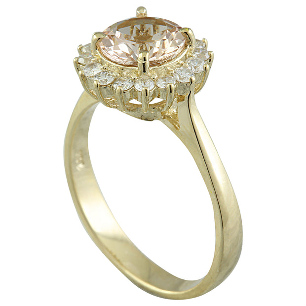 1.50 Carat Morganite 14K Yellow Gold Diamond Ring - Fashion Strada