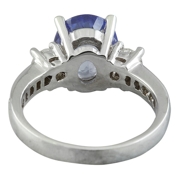 3.95 Carat Tanzanite 14K White Gold Diamond Ring - Fashion Strada