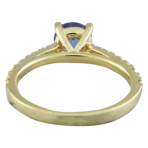 1.28 Carat Tanzanite 14K Yellow Gold Diamond Ring - Fashion Strada