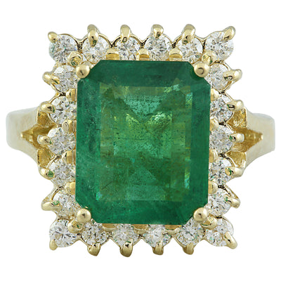 5.16 Carat Emerald 14K Yellow Gold Diamond Ring - Fashion Strada