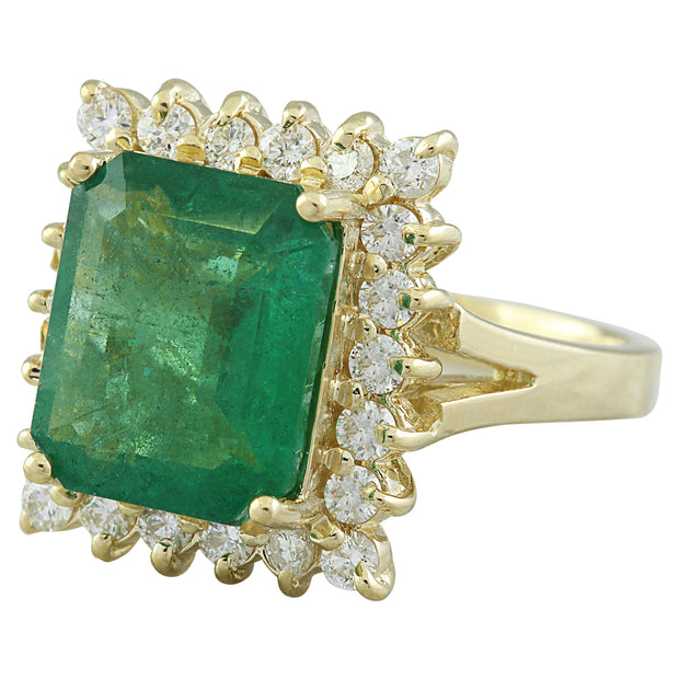 5.16 Carat Emerald 14K Yellow Gold Diamond Ring - Fashion Strada