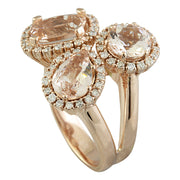 5.69 Carat Morganite 14K Rose Gold Diamond Ring - Fashion Strada