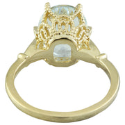 3.70 Carat Aquamarine 14K Yellow Gold Diamond Ring - Fashion Strada