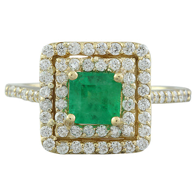 1.55 Carat Emerald 14K Yellow Gold Diamond Ring - Fashion Strada