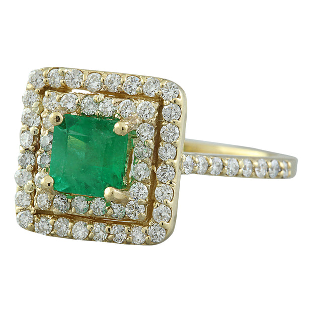 1.55 Carat Emerald 14K Yellow Gold Diamond Ring - Fashion Strada