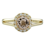 1.24 Carat Morganite 14K Yellow Gold Diamond Ring - Fashion Strada