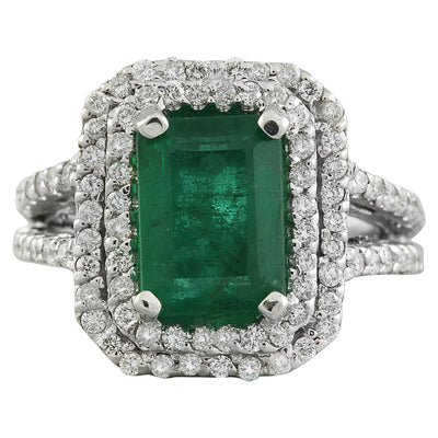 2.50 Carat Emerald 14K White Gold Diamond Ring - Fashion Strada