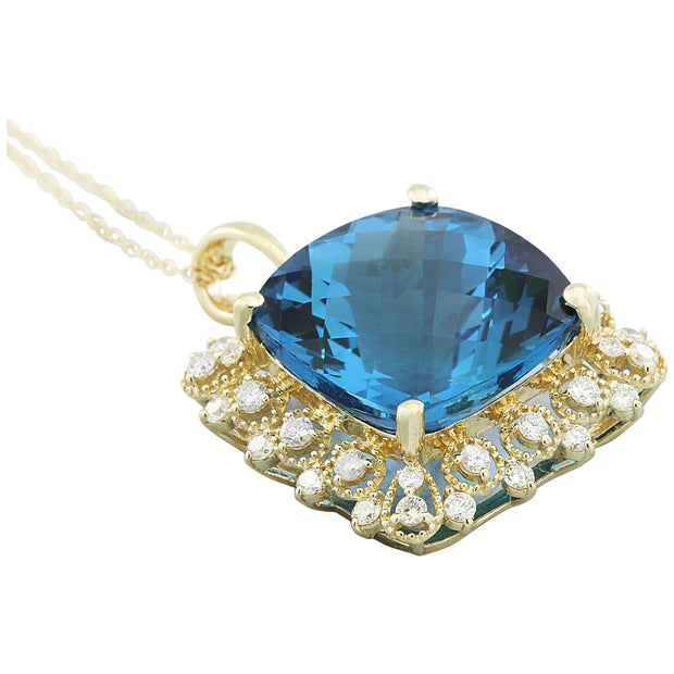 17.52 Carat Topaz 14K Yellow Gold Diamond Necklace - Fashion Strada