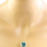 17.52 Carat Topaz 14K Yellow Gold Diamond Necklace - Fashion Strada