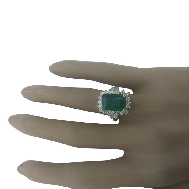 3.72 Carat Emerald 14K Yellow Gold Diamond Ring - Fashion Strada