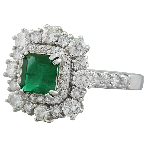 2.30 Carat Emerald 14K White Gold Diamond Ring - Fashion Strada