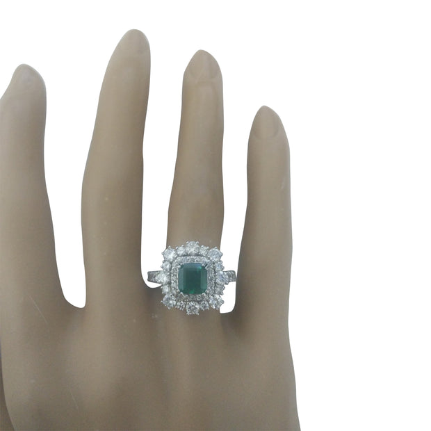 2.30 Carat Emerald 14K White Gold Diamond Ring - Fashion Strada