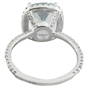 4.30 Carat Aquamarine 14K White Gold Diamond Ring - Fashion Strada